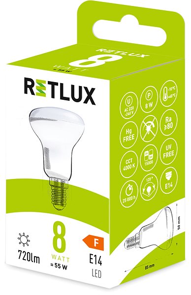 LED žiarovka RETLUX RLL 452 R50 E14 Spot 8W CW ...