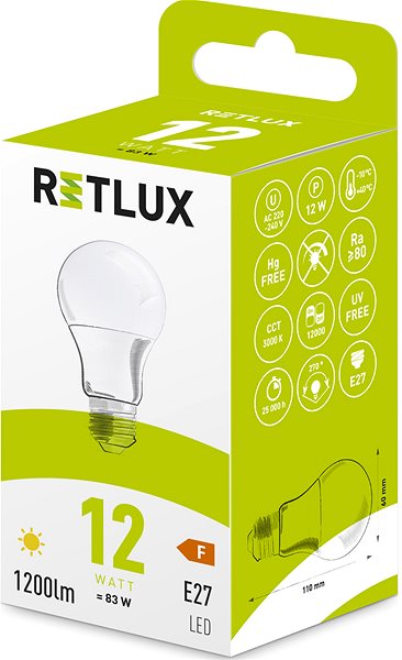 LED izzó RETLUX RLL 406 A60 E27 bulb 12W WW ...