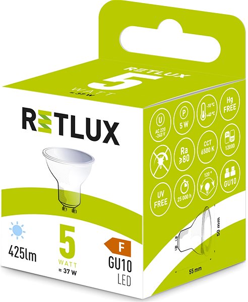 LED izzó RETLUX RLL 415 GU10 bulb 5W DL ...