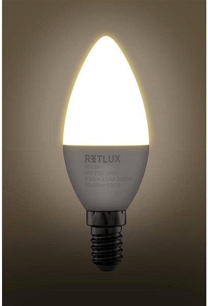 LED žiarovka RETLUX REL 34 LED C37 2×5W E14 WW ...