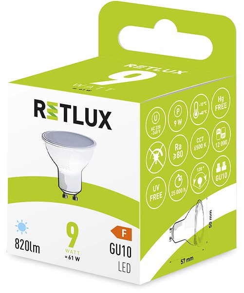LED izzó RETLUX RLL 419 GU10 bulb 9W DL ...