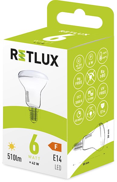 LED izzó RETLUX RLL 421 R50 E14 Spot 6W WW ...