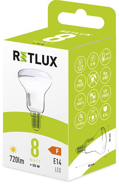 LED žiarovka RETLUX RLL 451 R50 E14 Spot 8W WW ...