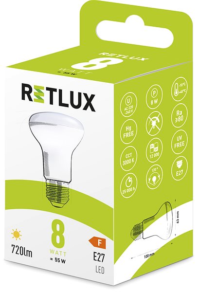 LED žiarovka RETLUX RLL 465 R63 E27 Spot 8W WW ...