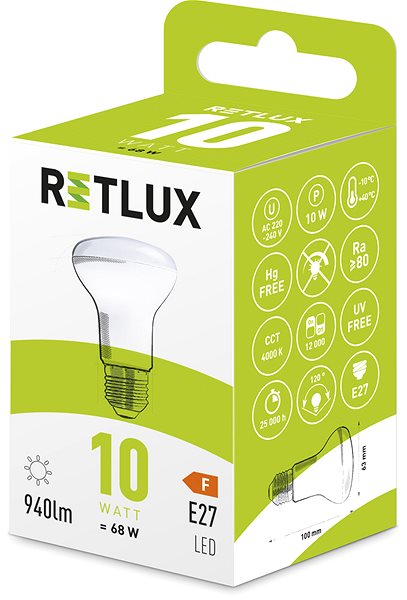 LED izzó RETLUX RLL 425 R63 E27 Spot 10W CW ...