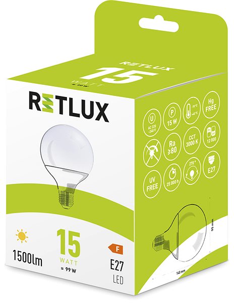 LED žiarovka RETLUX RLL 444 G95 E27 bigG 15W WW ...