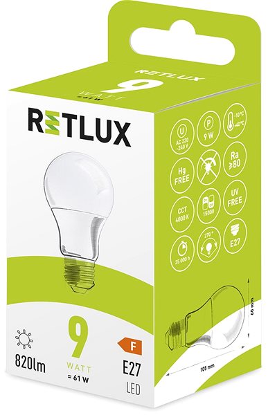 LED izzó RETLUX RLL 404 A60 E27 9W CW ...