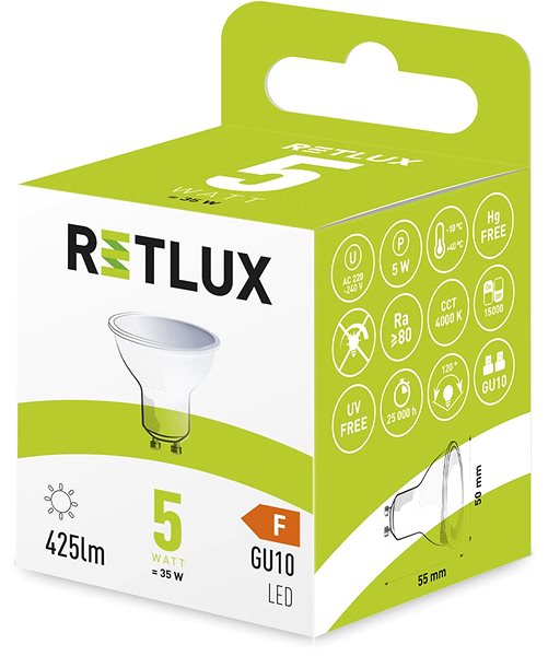 LED žárovka RETLUX RLL 414 GU10 bulb 5W CW ...