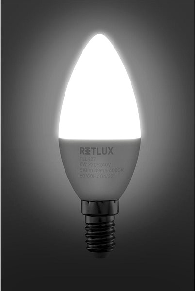 LED žiarovka RETLUX RLL 427 C37 E14 candle  6 W CW ...