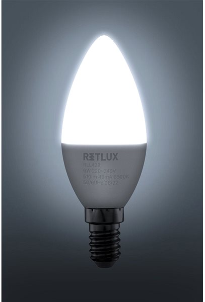 LED izzó RETLUX RLL 428 C37 E14 candle  6W DL ...