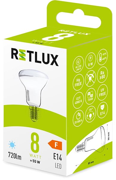 LED žiarovka RETLUX RLL 453 R50 E14 Spot 8W DL ...