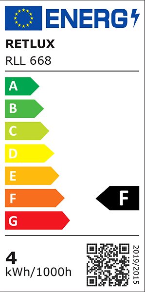 LED izzó RETLUX RLL 668 G9 3,5W LED WW - dimmelhető Energia címke