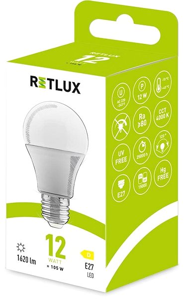 LED žiarovka RETLUX RLL 607 A60 E27 bulb 12 W CW D ...