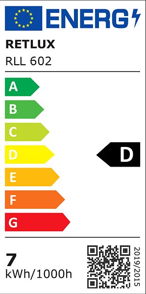 LED-Birne RETLUX RLL 602 A60 E27 bulb 7W DL D Energielabel