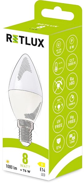 LED-Birne RETLUX RLL 629 C37 E14 Candle 8W WW D ...