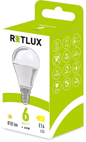 LED-Birne RETLUX RLL 632 G45 E14 miniG 6W WW D ...
