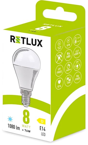 LED-Birne RETLUX RLL 637 G45 E14 miniG 8W DL D ...