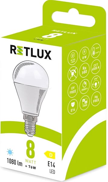 LED-Birne RETLUX RLL 637 G45 E14 miniG 8W DL D ...
