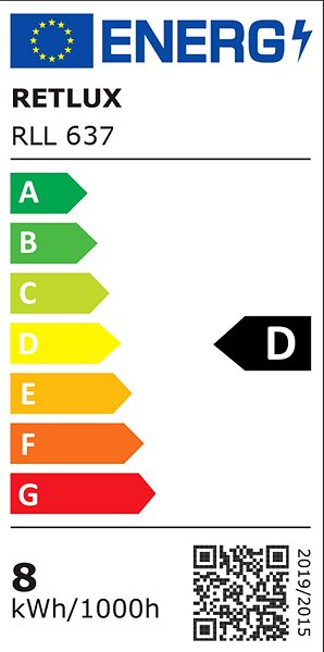 LED-Birne RETLUX RLL 637 G45 E14 miniG 8W DL D Energielabel