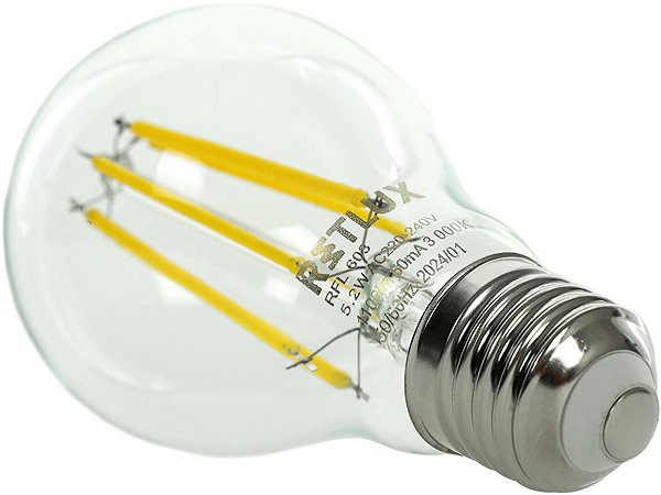 LED bulb RETLUX RFL 603 Filament A60 E27 5.2W WW A .