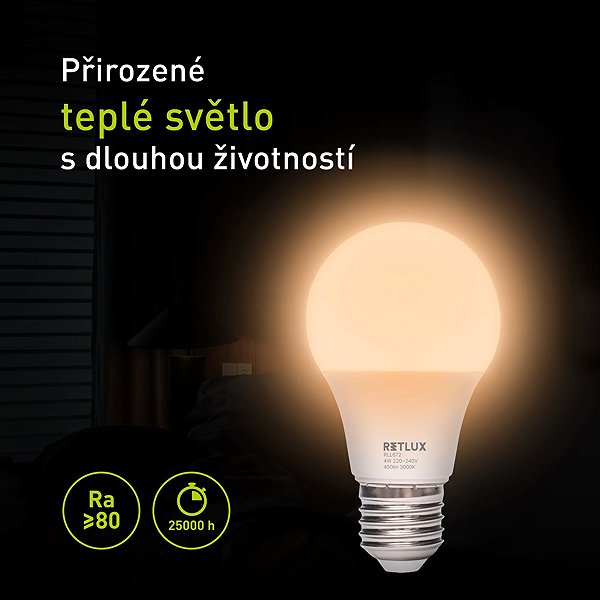 LED izzó Retlux RLL 672 A60 E27 izzó, 4W, WW, D ...