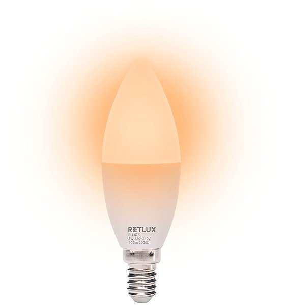 LED izzó Retlux RLL 675 C37 E14 gyertya, 3W, WW, D ...