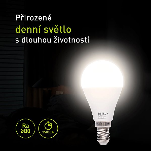 LED-Birne RETLUX RLL 680 G45 E14 miniG 3 W DL D ...