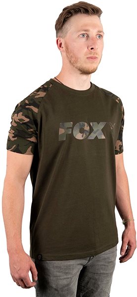 Tričko FOX Raglan Khaki/Camo Sleeve T-Shirt veľkosť M ...