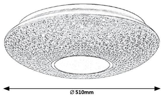 Ceiling Light Rabalux - LED Dimmable Ceiling Light with Remote Control, LED/72W/230V Technical draft