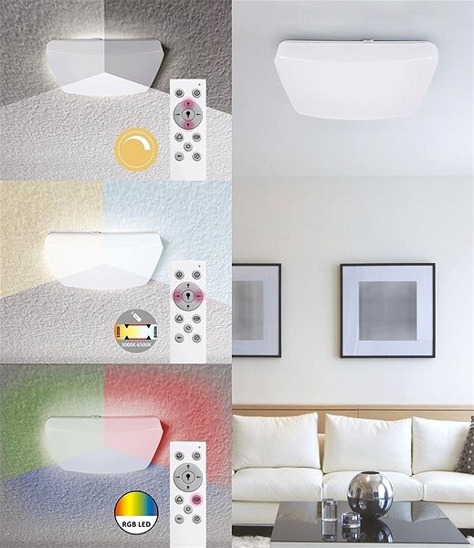 Ceiling Light Rabalux - LED RGB Dimmable Ceiling Light with Remote Control, LED/16W/230V Features/technology
