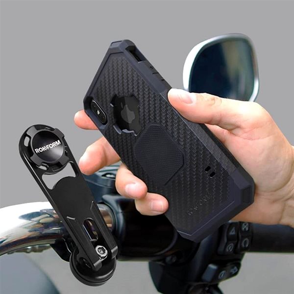 Phone Holder Rokform Holder for Motorcycle Handlebars with a Diameter of 22.2-31.75mm, Black Lifestyle