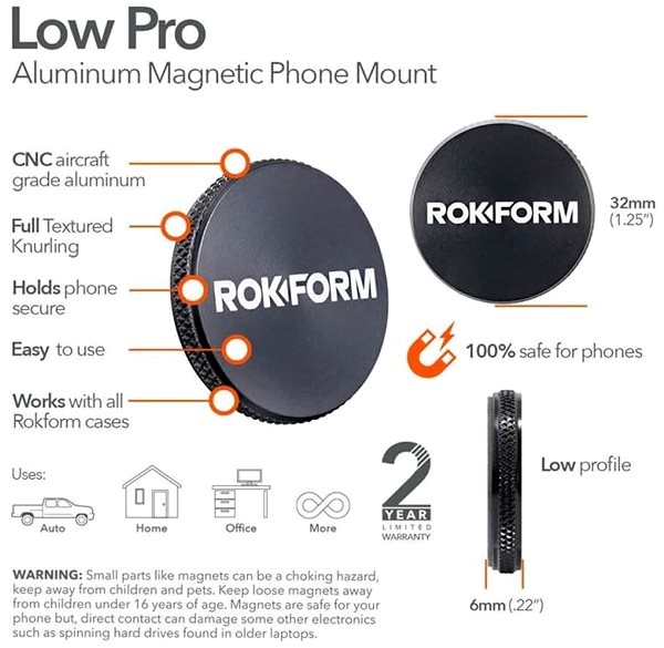 Telefontartó Rokform Low PRO Magnetic Autós telefontartó ...
