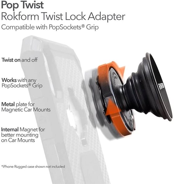 Phone Holder Rokform Pop Twist (Pop Socket Adapter), Adhesive Magnetic Holder Features/technology