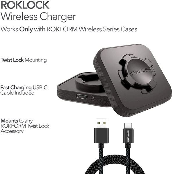 Telefontartó Rokform RokLock Wireless Twist Lock Charger Vezeték nélküli töltő Jellemzők/technológia