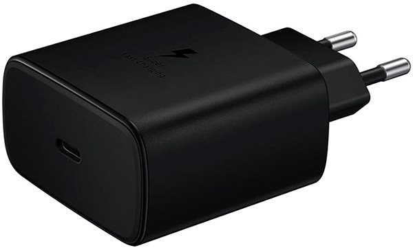 AC Adapter Samsung Charger with Fast Charging Support (45W) Black Lateral view