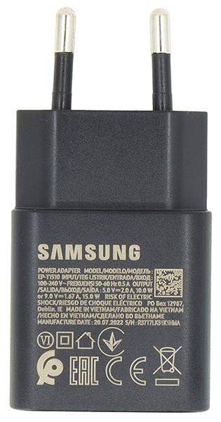 Töltő adapter Samsung USB-C 15W Black (OOB Bulk) utazó adapter ...