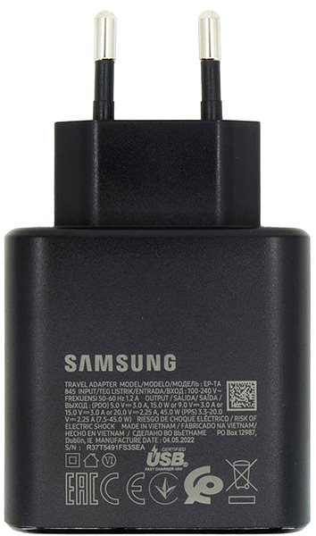 Nabíjačka do siete Samsung Quickcharge USB-C 45W Cestovná nabíjačka Black (OOB Bulk) .