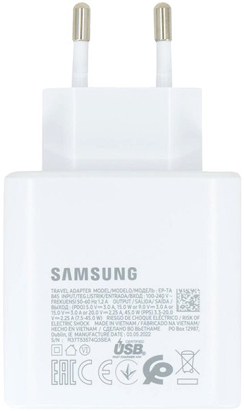 Nabíjačka do siete Samsung Quickcharge USB-C 45W Cestovná nabíjačka White (OOB Bulk) .