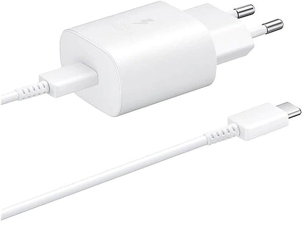 Töltő adapter Samsung 25W úti töltőfej + USB-C/USB-C adatkábel White (Bulk)) ...