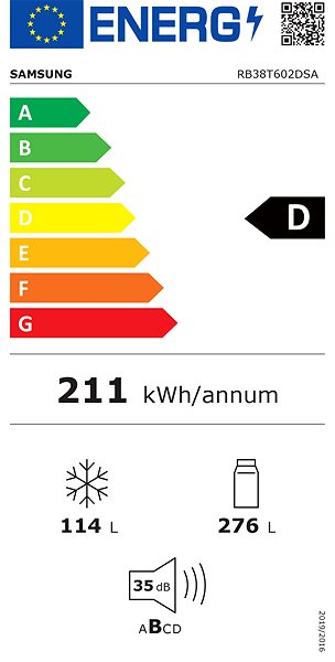 Refrigerator SAMSUNG RB38T602DSA/EF Energy label