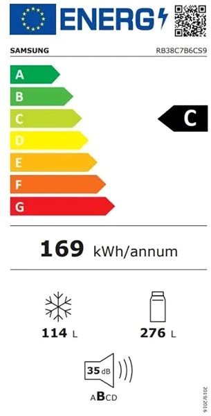 Refrigerator SAMSUNG RB38C7B6CS9/EF Energy label