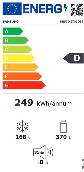 Refrigerator SAMSUNG RB53DG703DS9EO Energy label