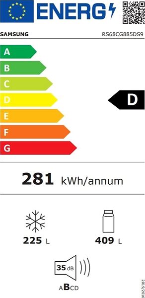 American Refrigerator SAMSUNG RS68CG885DS9EF Energy label