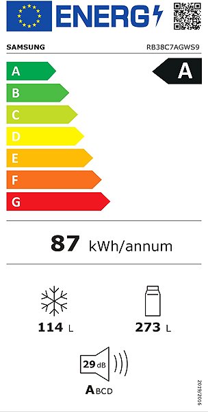 Refrigerator SAMSUNG RB38C7AGWS9/EF ...