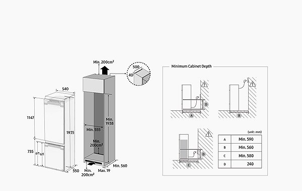 Built-in Fridge SAMSUNG BRB70F30BES0EO ...