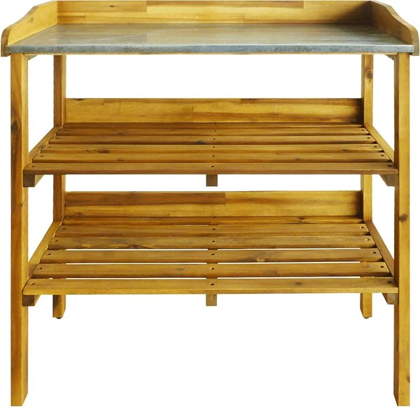 Záhradný stôl Presadzovací stolík s 2 policami masívna akácia a zinok, 43795 ...
