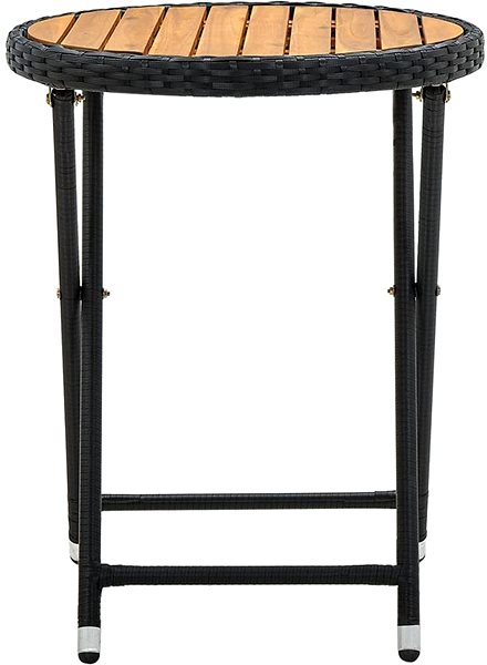 Záhradný stôl Čajový stolík čierny 60 cm polyratan a masívna akácia, 316509 ...