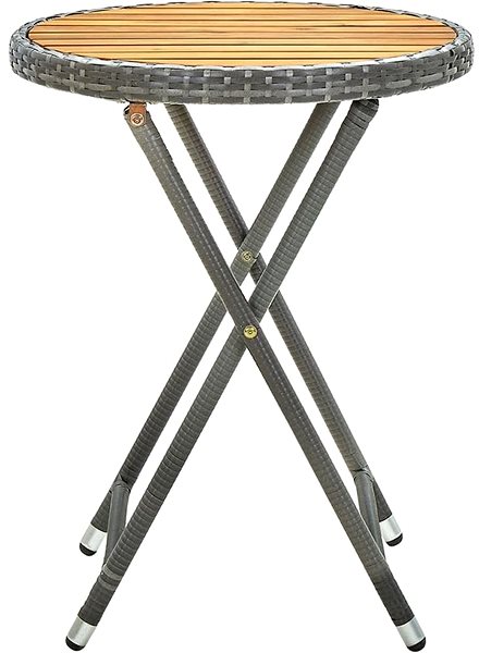 Záhradný stôl Čajový stolík sivý 60 cm polyratan a masívna akácia, 316510 ...