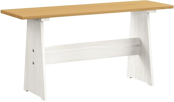 Záhradný stôl Jedálenský stôl s lavicou medovo hnedý a biely masívne borovicové drevo, 327253 ...