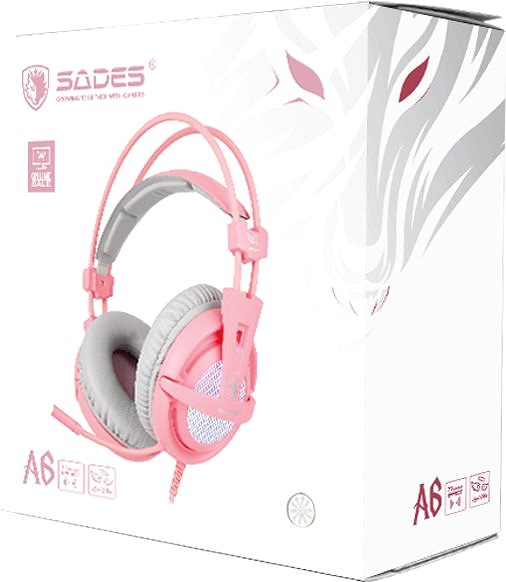 Gaming Headphones Sades A6 7.1, Pink Packaging/box